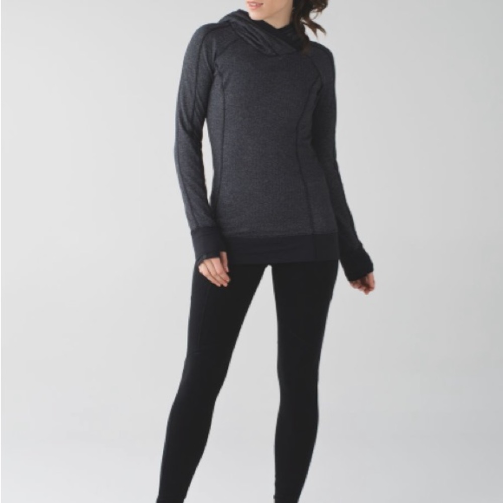Lululemon Think Fast Hoodie Heathered Herringbone Black - Picture 2 of 16